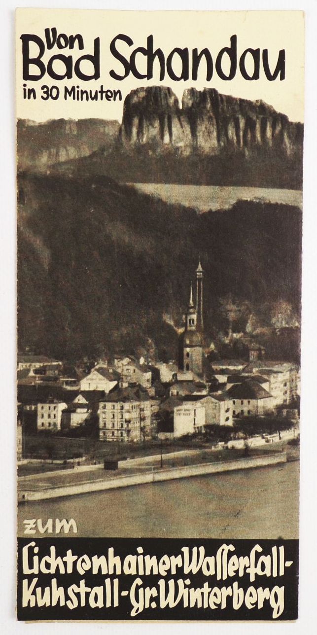 Prospekt Mit der Kirnitzschtalbahn Sächsische Schweiz Bad Schandau 1930 er Prospekt Mit der Kirnitzschtalbahn Sächsische Schweiz Bad Schandau 1930 er