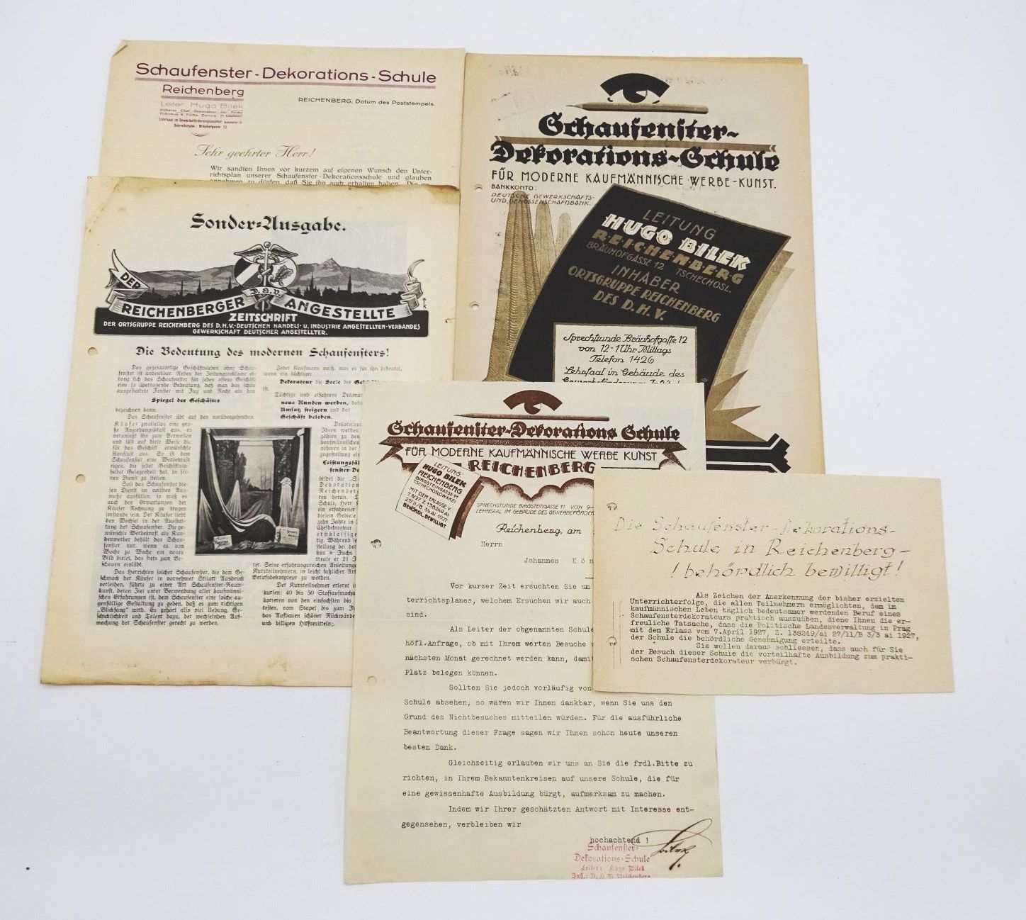 Schaufenster Dekorations Schule Reichenberg 1928 Dokumente Reklame 