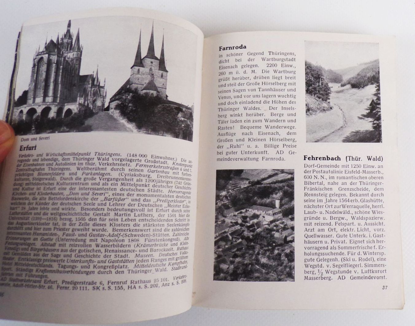 Thüringen Das grüne Herz Deutschlands Reiseführer Taschenbuch 1935