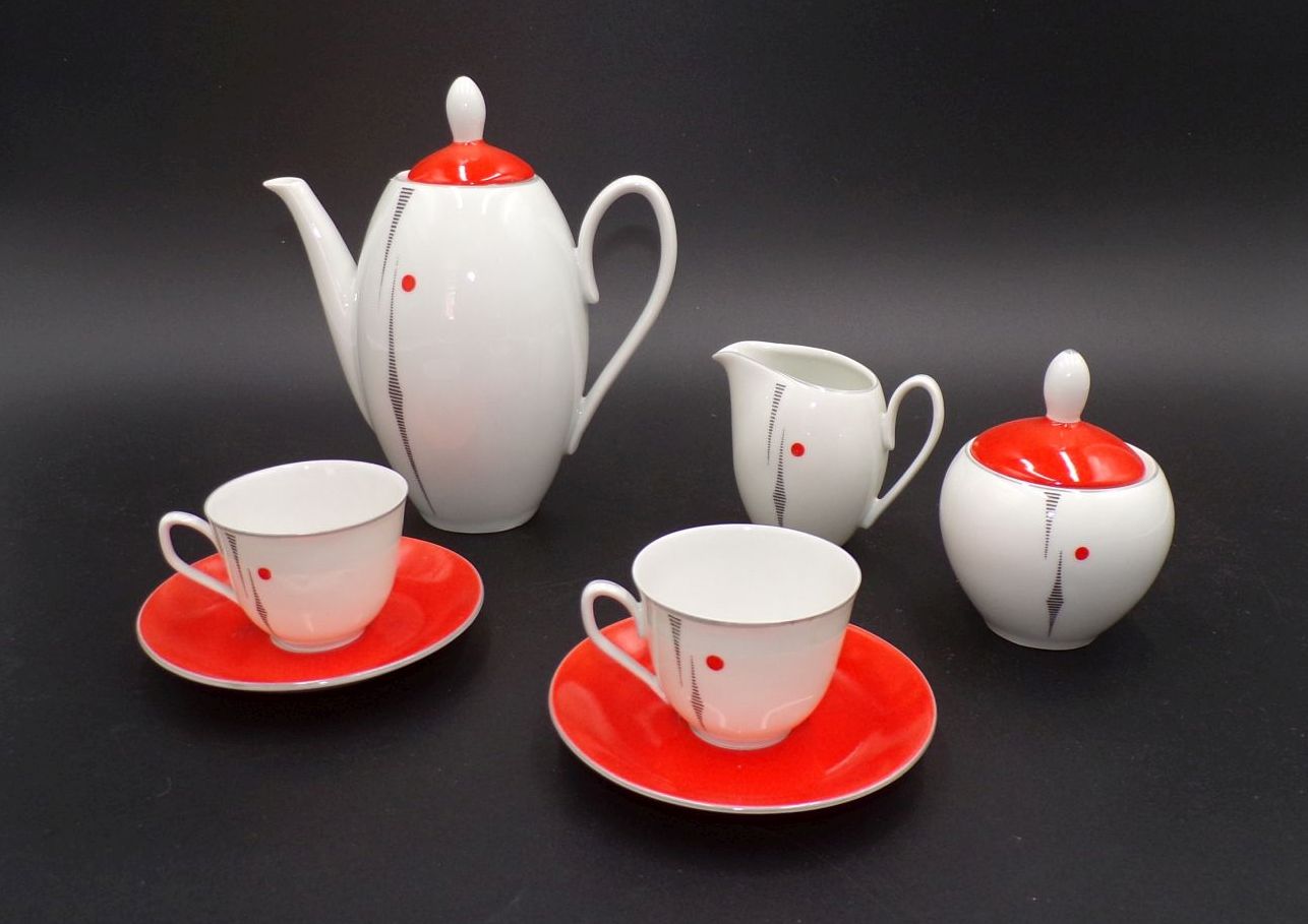 Altes Mocca Service Freiberger Porzellan Espresso 50er Vintage 