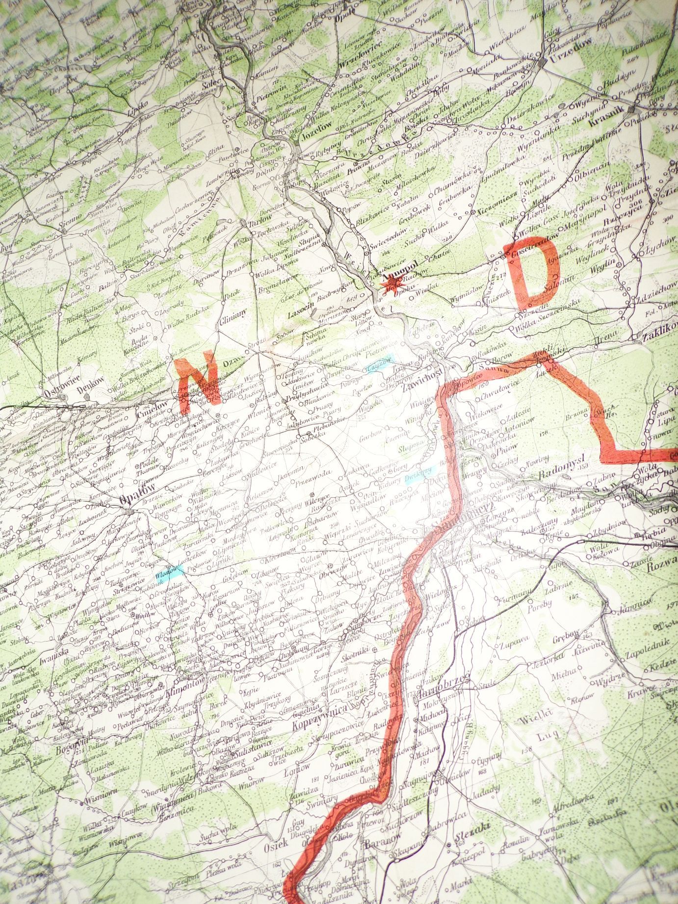 Ravenstein Kriegskarte Polen südliche Hälfte 1 Weltkrieg 