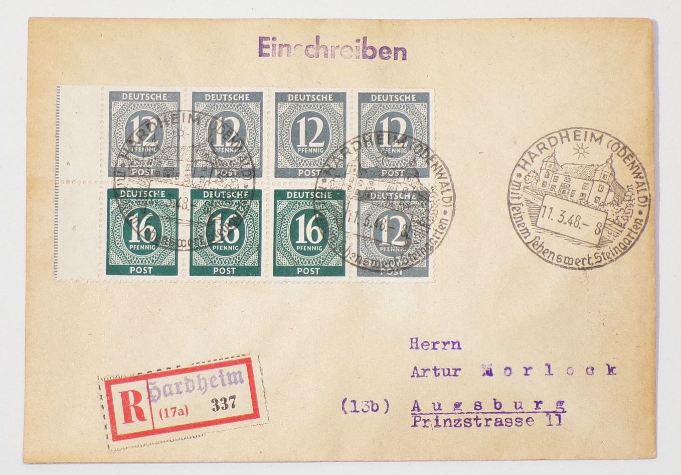 R Brief Hardheim 337 nach Augsburg H Blatt 123