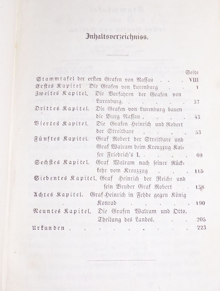Geschichte der Grafen zu Nassau Erster Teil 1843 Hennes Halbleder