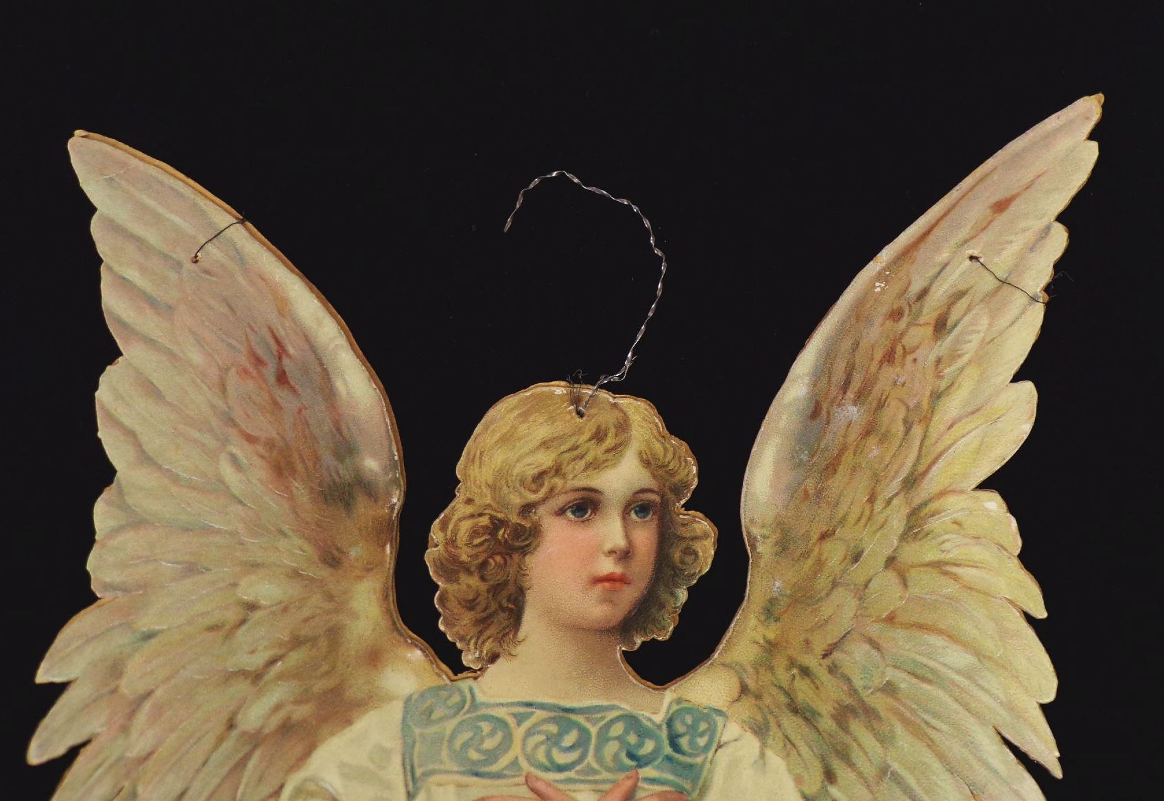 Alter Weihnachtsengel Oblate XL Christbaumschmuck um 1900 vintage scrap