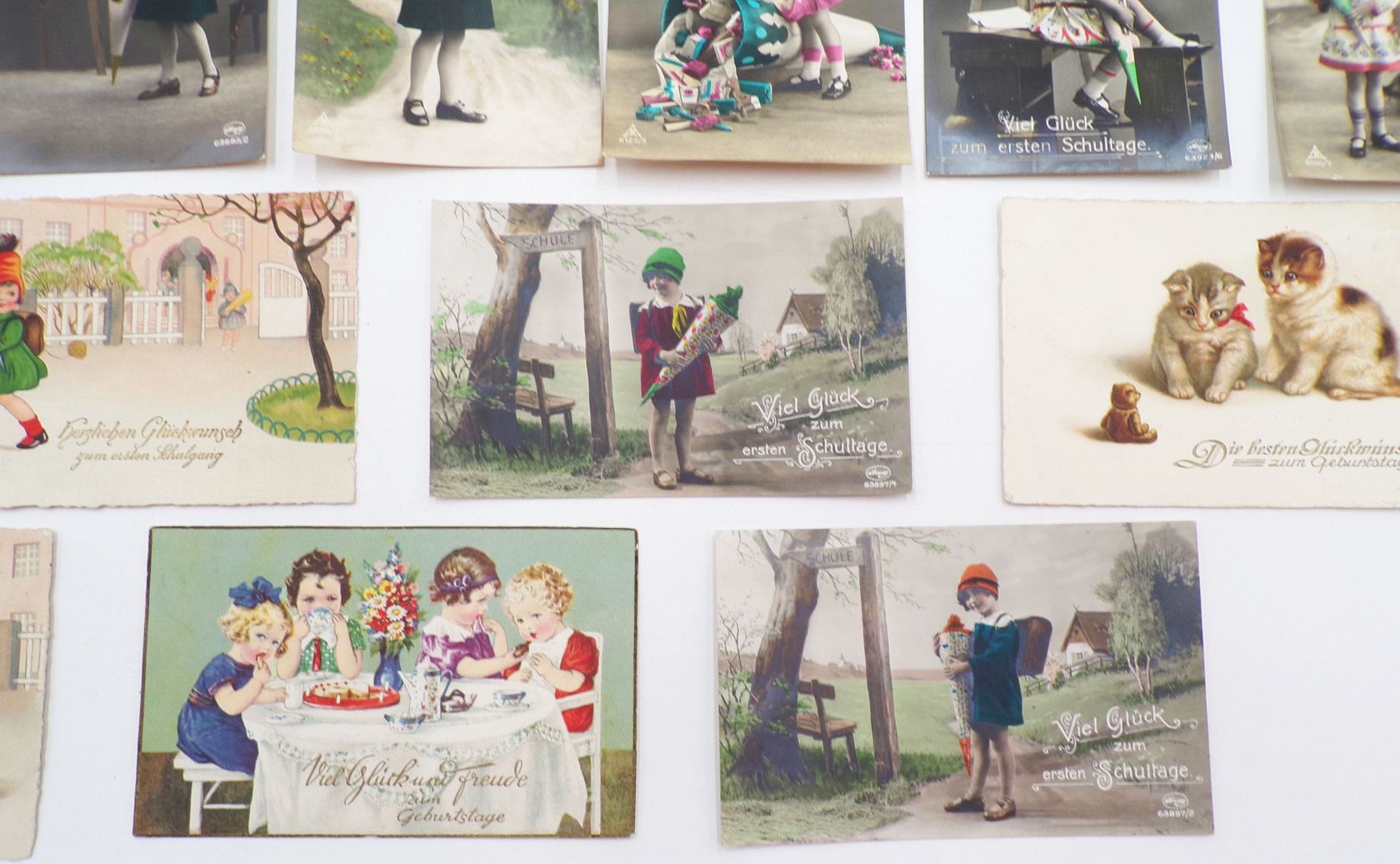 Konvolut Glückwunschkarten meist Schulanfang Ansichtskarten Kitsch