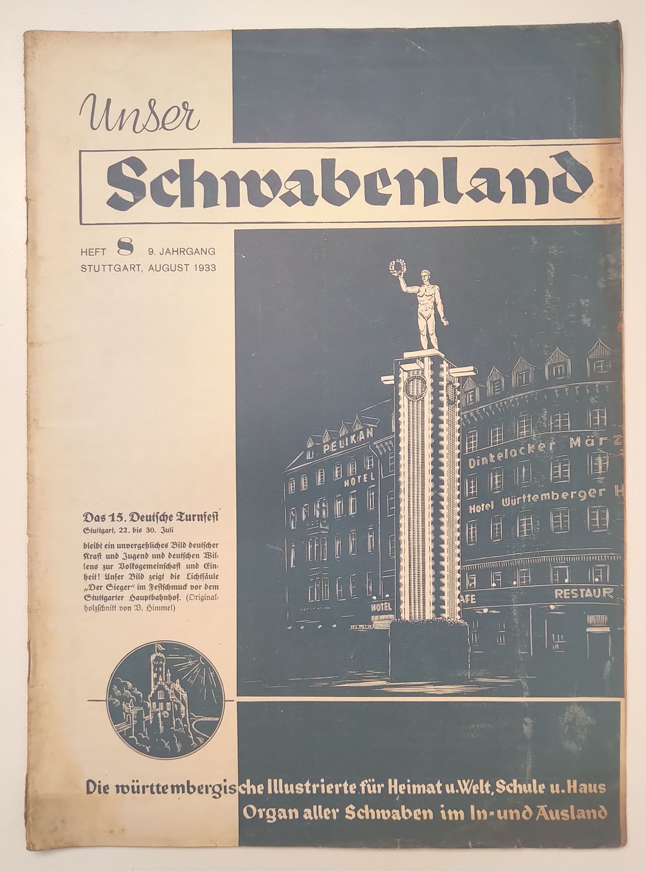 Unser Schwabenland alte Zeitschrift 1933 Nr 8 Das 15 deutsche Turnfest Stuttgart Unser Schwabenland alte Zeitschrift 1933 Nr 8 Das 15 deutsche Turnfest Stuttgart