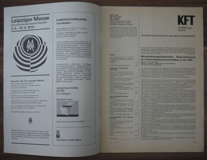 KFT Juli 1978 Langstreckenerfahrungen WAS 2101 DDR Zeitschrift