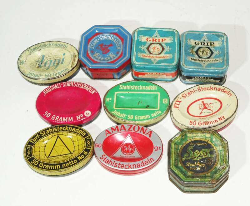 Konvolut Blechdose Stecknadeln Vintage Deko Sammler Reklame