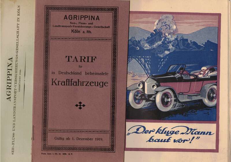 Lot Agrippina Köln Auto Versicherung 1919 Automobil Kfz Papiere 