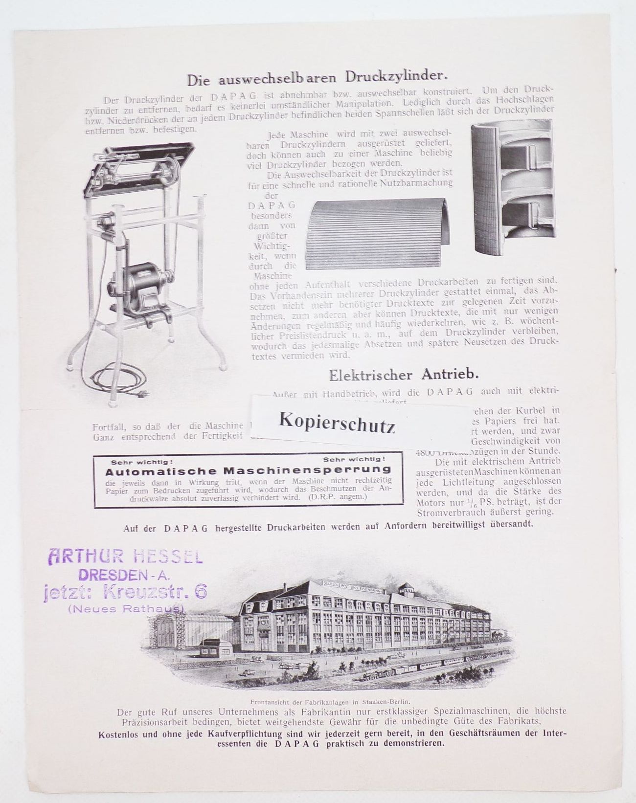 Mitteilung Deutsche Post Eisenbahn Verkehrswesen DAPAG 1925 Druckmaschine
