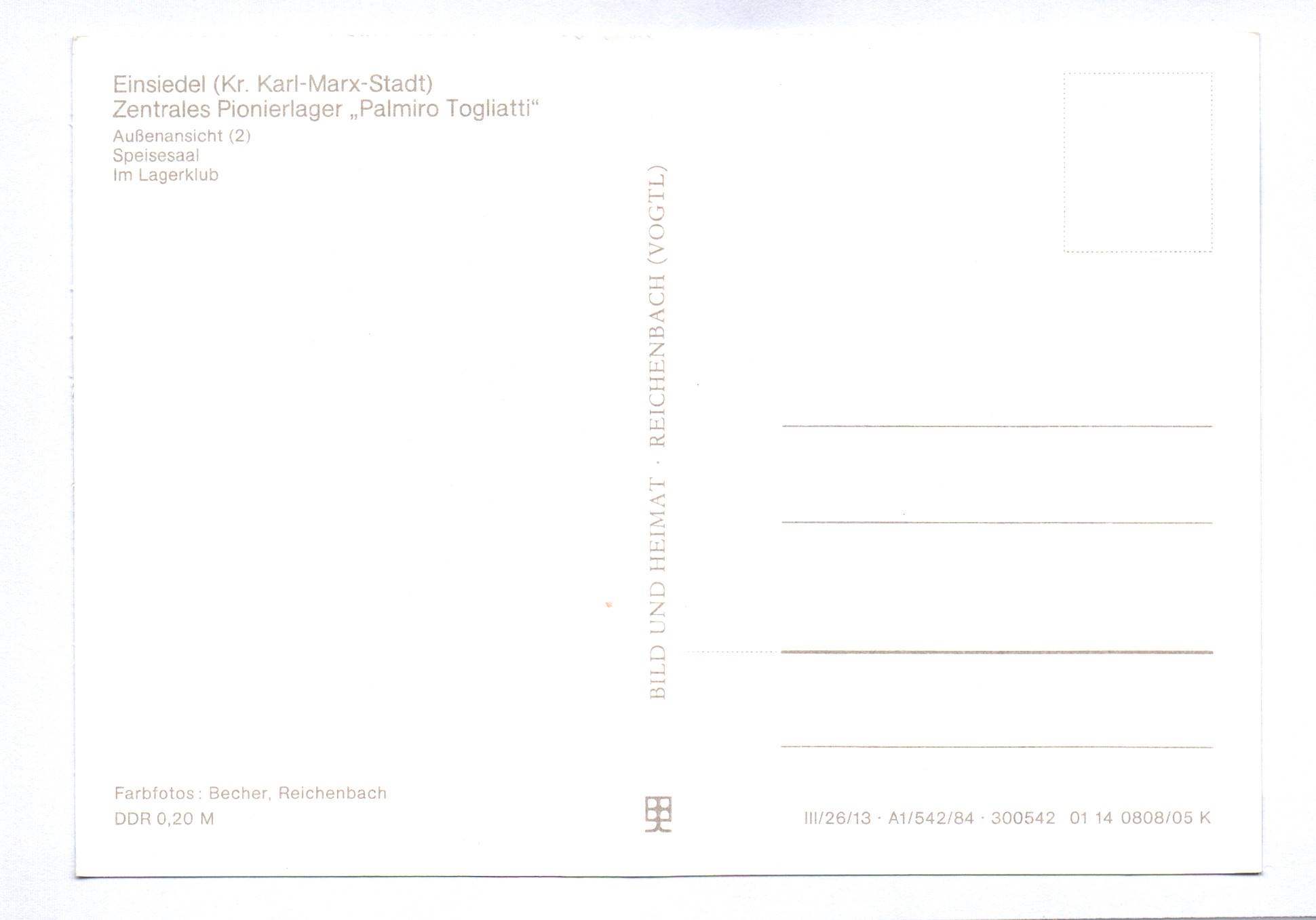 Ak Zentrales Pionierlager Palmiro Togliatti 1984 Karl Marx Stadt Ak Zentrales Pionierlager Palmiro Togliatti 1984 Karl Marx Stadt