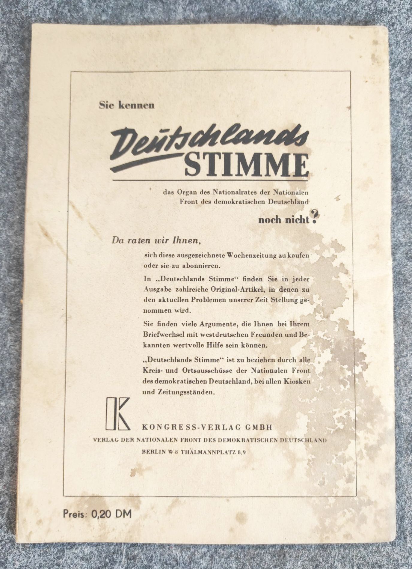 Romberg Park ein Katyn in Deutschland DDR Heft Romberg Park ein Katyn in Deutschland DDR Heft