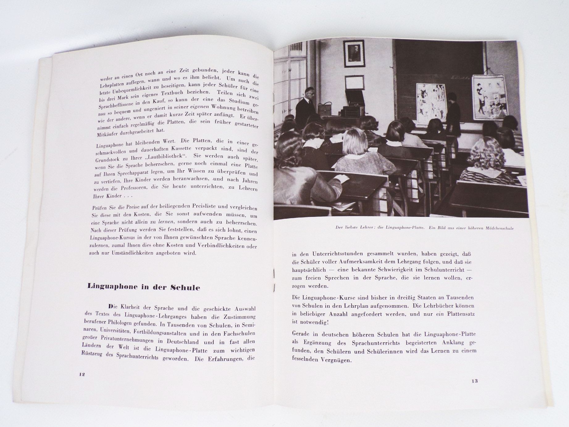 Linguaphone Sprachstudium durch Schallplatten 1930 er Reklame Sprachkurs Schellack Linguaphone Sprachstudium durch Schallplatten 1930 er Reklame Sprachkurs Schellack