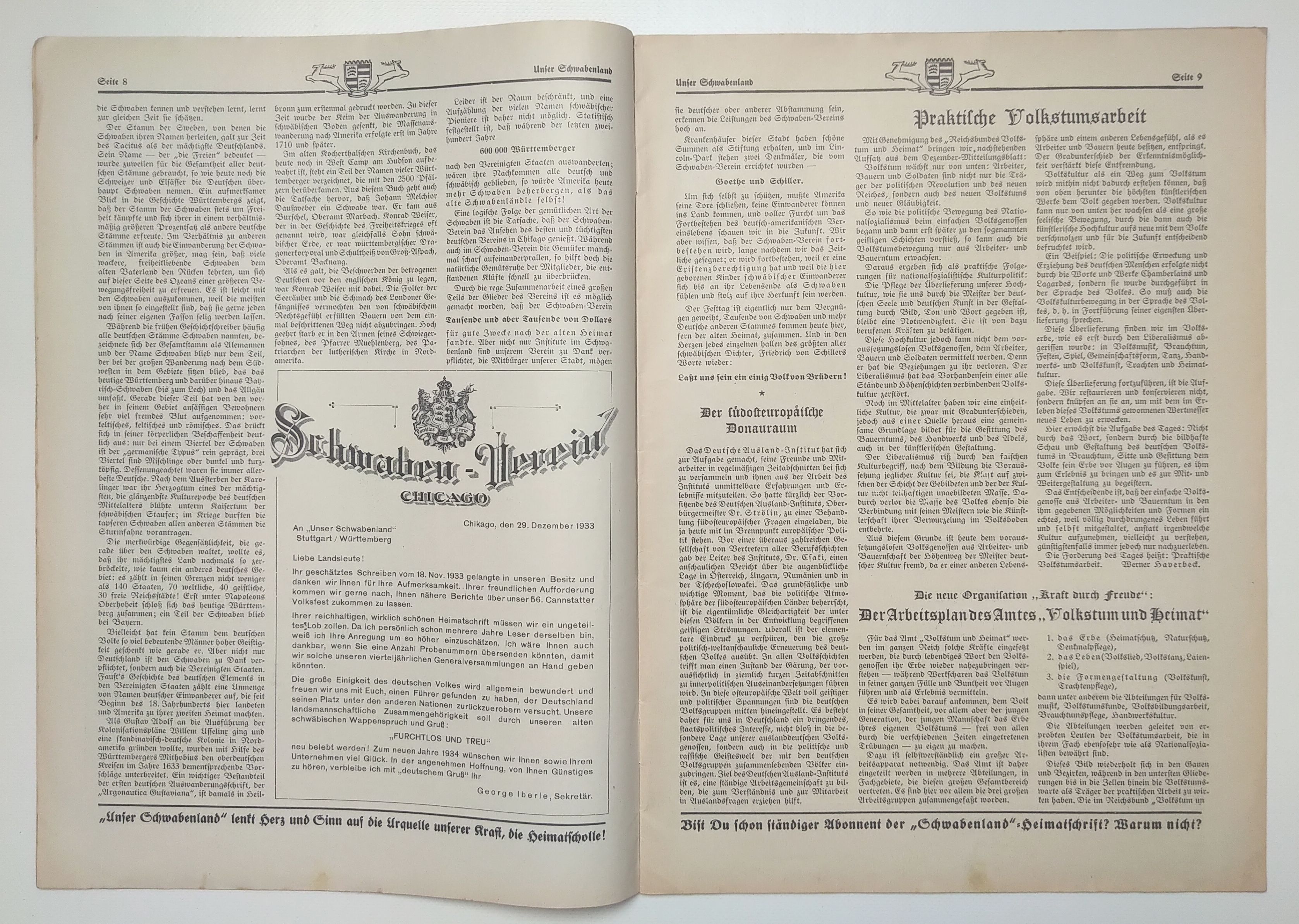 Unser Schwabenland 1934 Nr 2 alte Zeitung Schwäbische Jugend