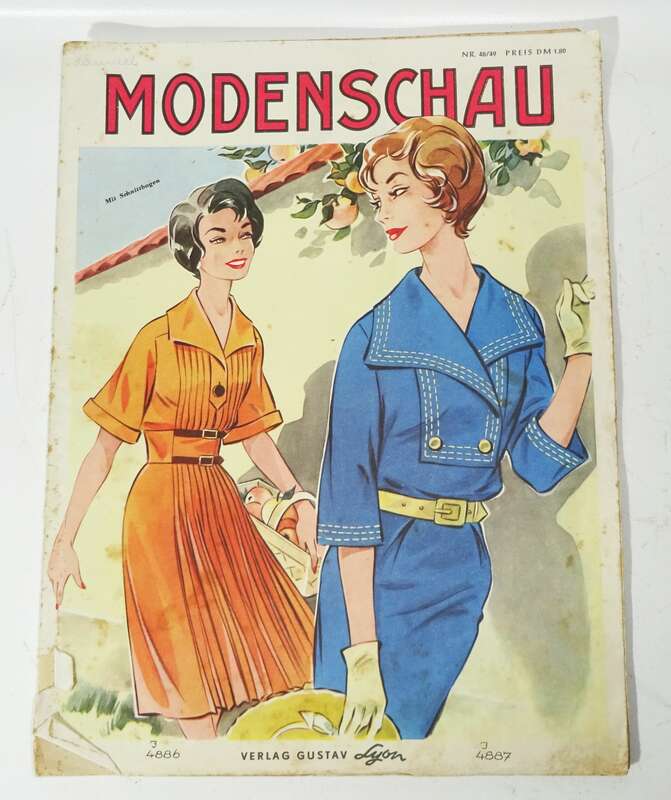 Modenschau Zeitschrift Schnittmusterbogen Nr 48/49 um 1950/1960 DDR 