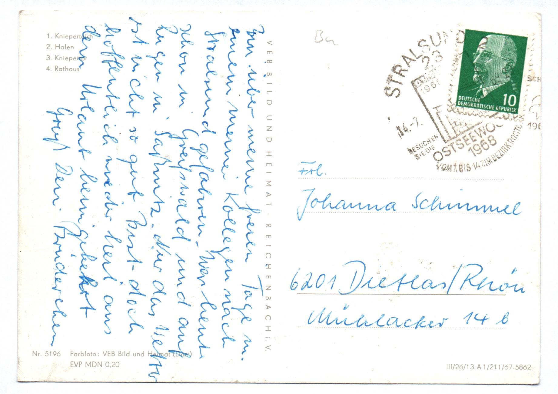 Ak Stralsund Knieperteich Hafen Rathaus 1967 Ak Stralsund Knieperteich Hafen Rathaus 1967