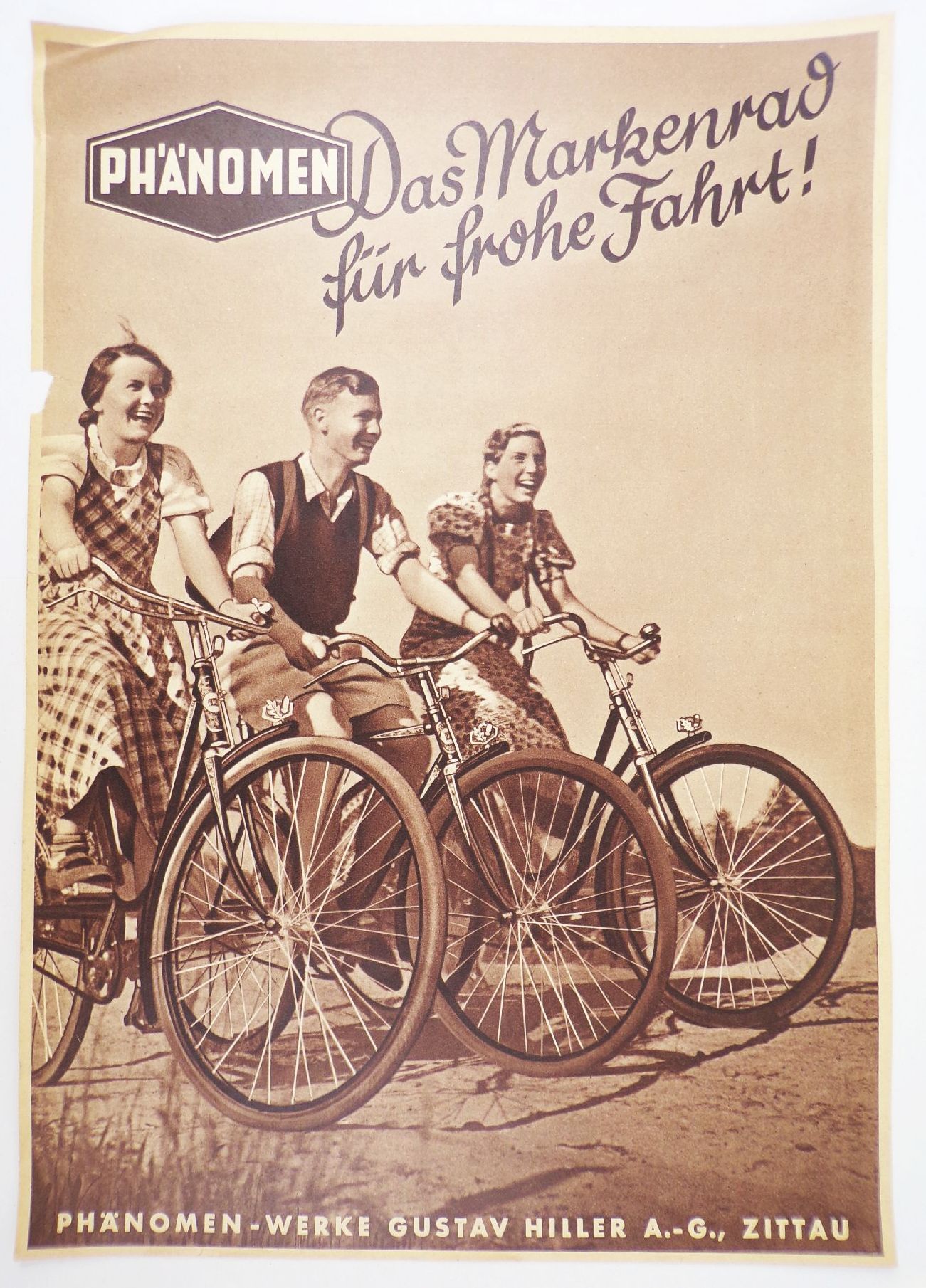 Phänomen Fahrrad Zittau Werbeblatt 1938 Reklame Sammler bicycle 
