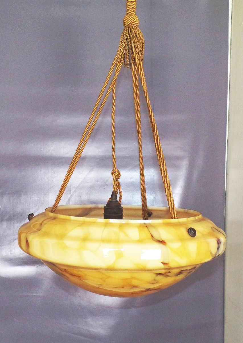 Alte Schalenlampe Art Deco E27 Marmor Optik Deckenleuchte 