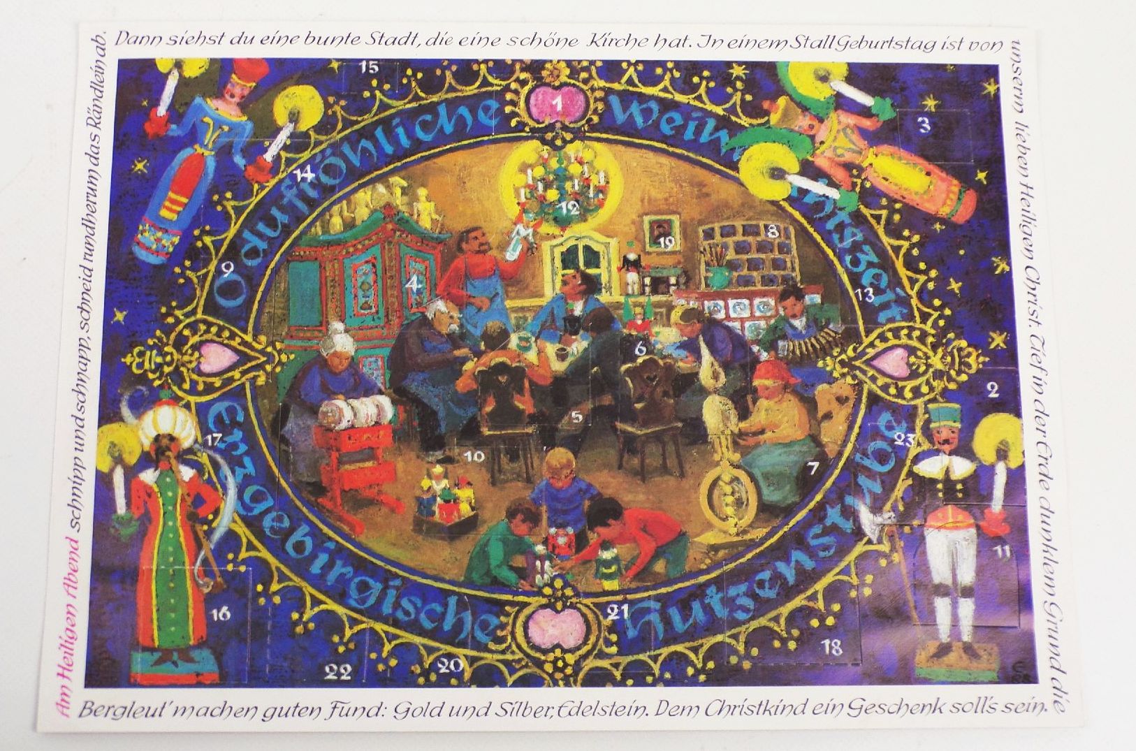 Adventskalender DDR Erzgebirgische Hutzenstube 1987 Oberlausitzer Kunstverlag