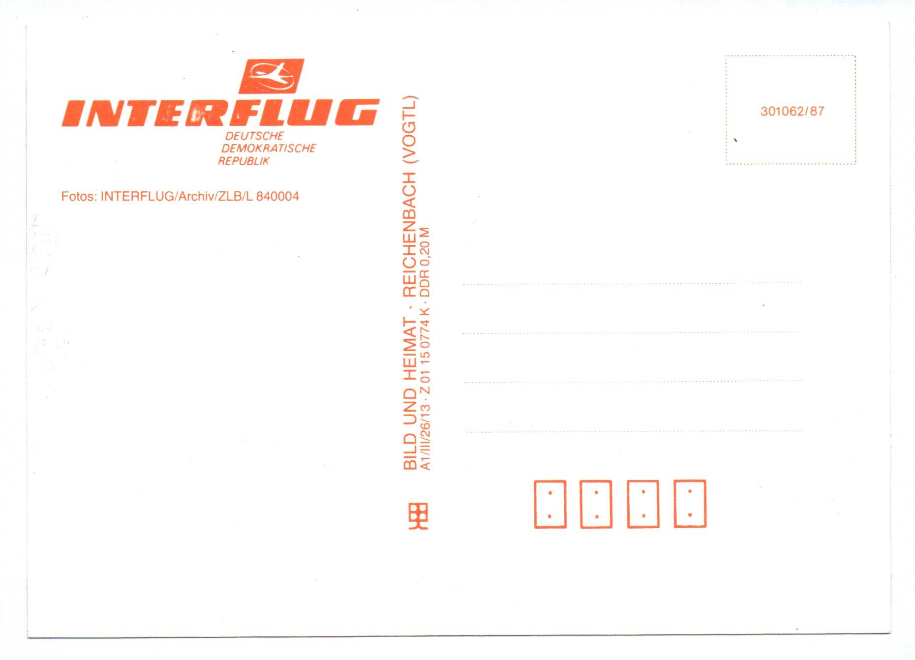 Ak Interflug Flugzeug IL 62M DDR