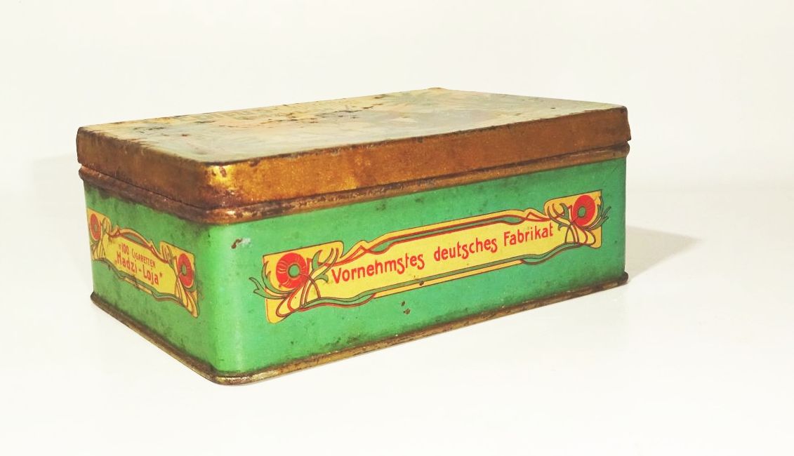 Epirus Cigaretten Hadzi Loja Dresden Blechdose Zigarettendose um 1910