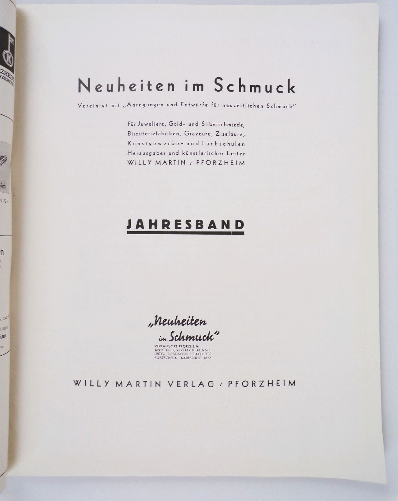 Neuheiten im Schmuck 1930 er Willy Marton Pforzheim Goldschmiede Musterbuch Katalog