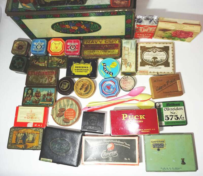 Konvolut alte Blechdosen Pappdosen Reklame Sammler 