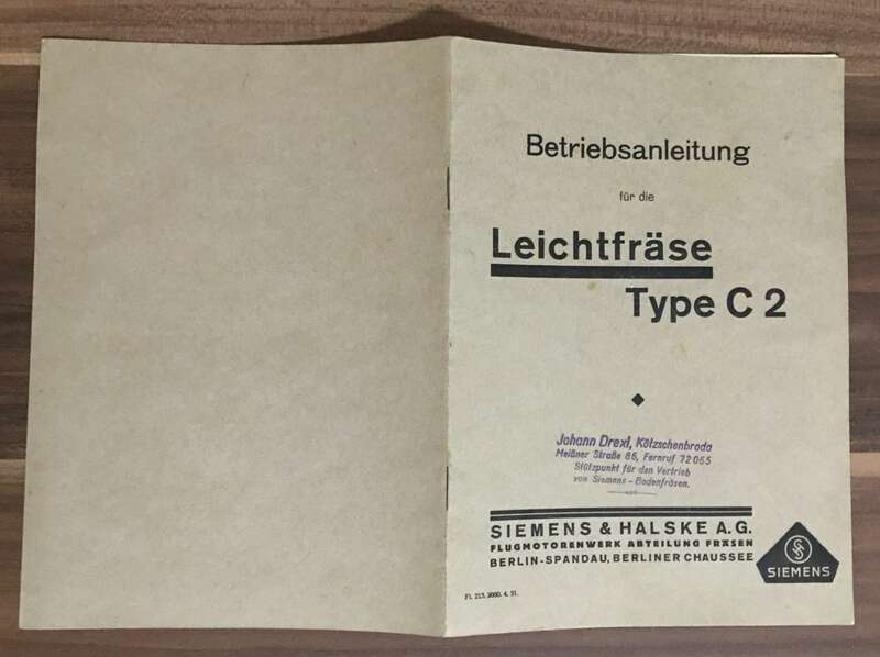 Siemens Betriebsanleitung Leichtfräse Type C2 alte Anleitung