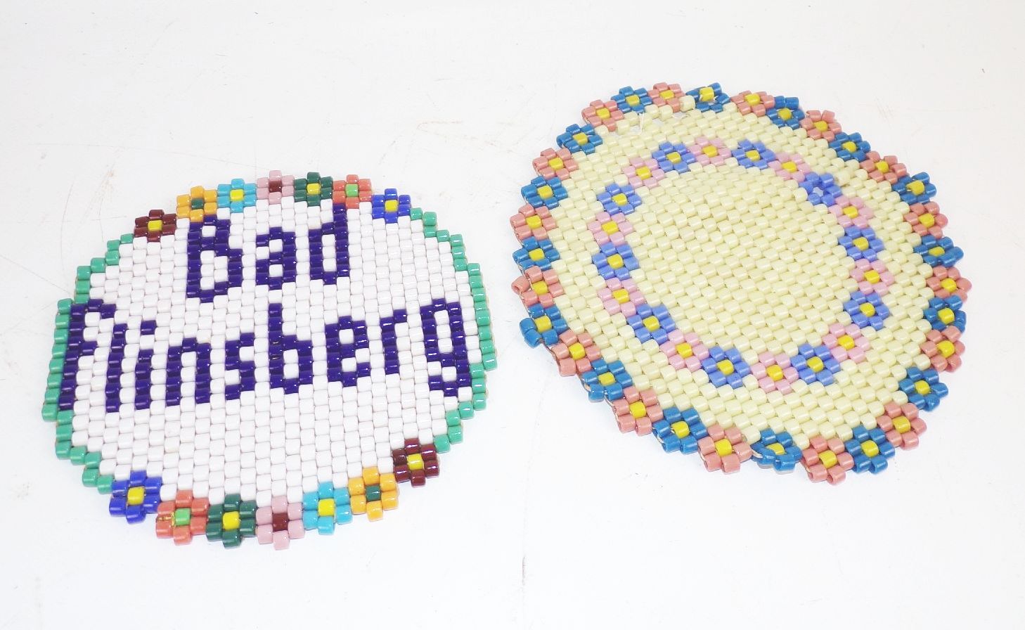 Vintage Topfuntersetzer Glasperlen Bad Flinsberg Schlesien Untersetzer handmade