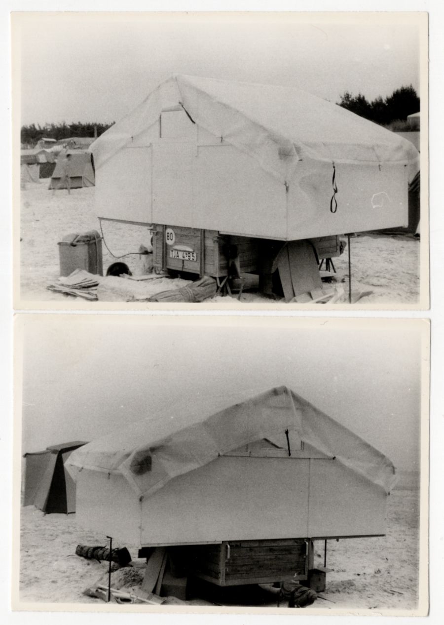 2 x Foto Zelt auf Anhänger Camping in der DDR um 1970 1980