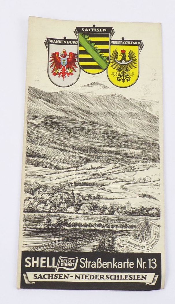 Schlesien Shell Strassenkarte 13 Sachsen Niederschlesien alte Landkarte 