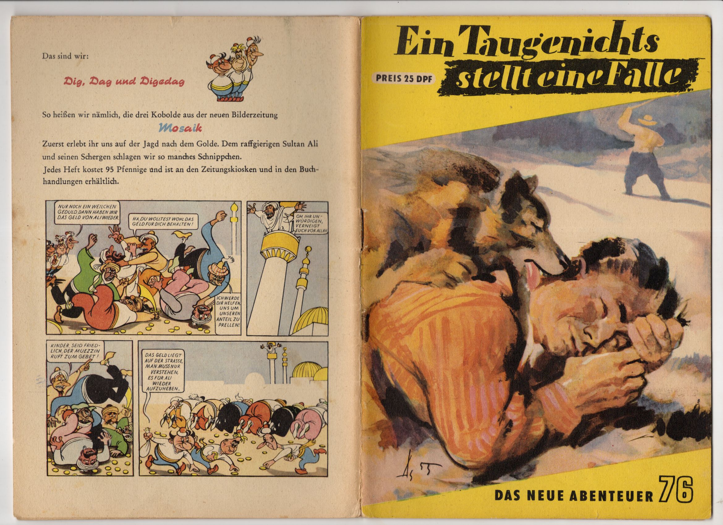 Das neue Abenteuer Nummer 76 mit Mosaik Reklame Dig Dag Digedag
