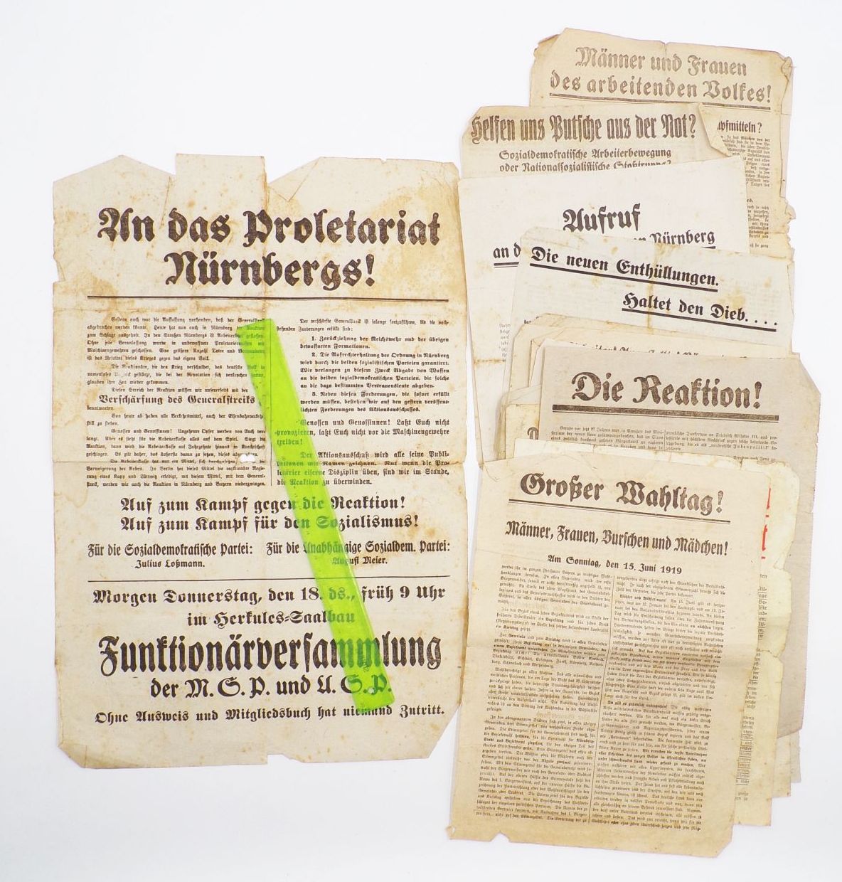 Original Flugblätter KPD SPD Kommunisten 1919 Räterepublik Nürnberg 