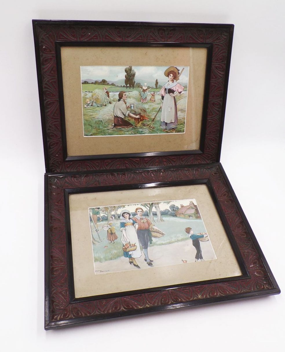 Alte Drucke Ethel Parkinson Lithografie um 1900 Bilderrahmen 2 Stück