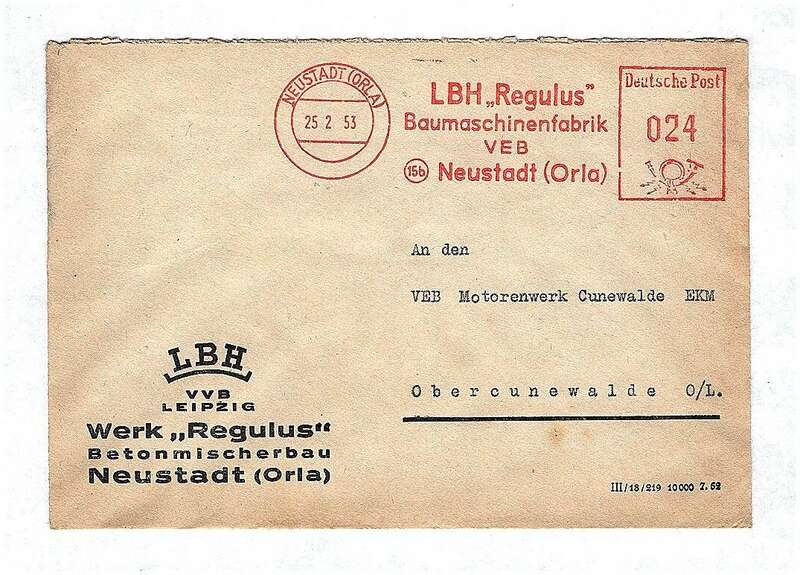 Briefkuvert 1953 LBH VVB Leipzig Betonmischerbau Brief