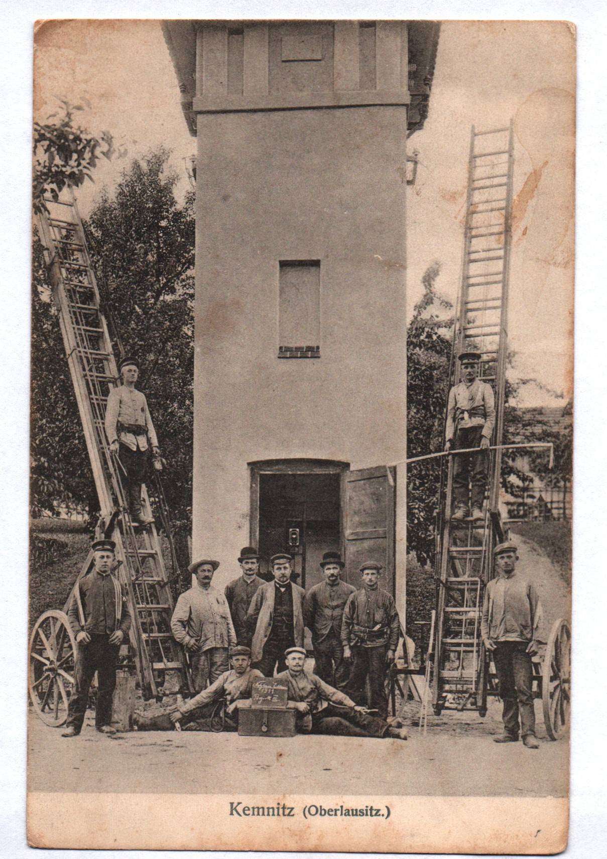 Ak Kemnitz Steigerturm Feuerwehr 