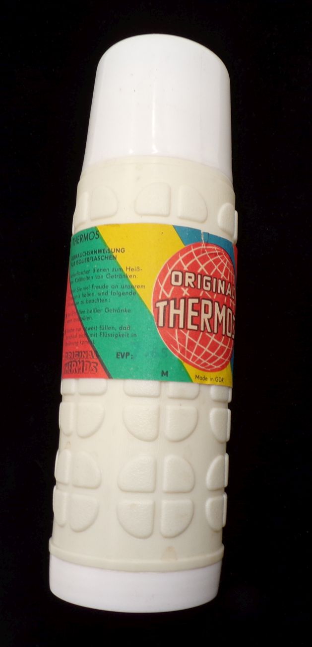 Alte Thermoskanne Original Thermos DDR Weiß Kunststoff Vintage