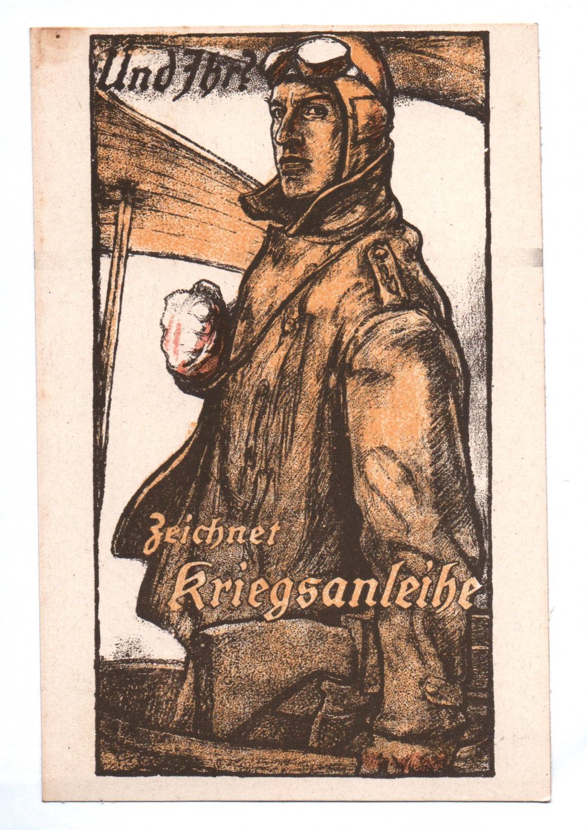 Künstler Ak Flieger 1 Wk Zeichnet Kriegsanleihe 