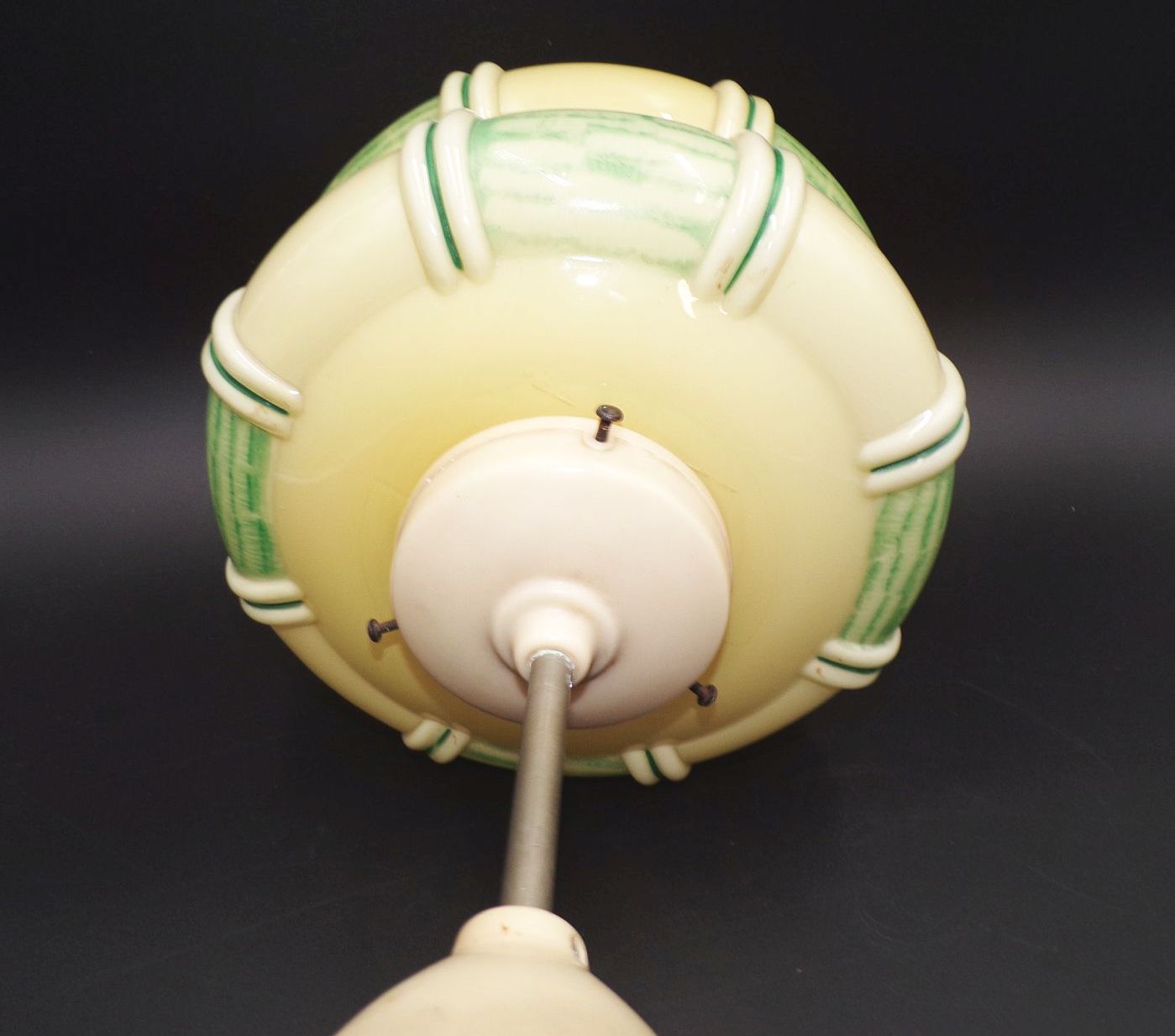 Alte Art Deco Deckenleuchte E27 beige grün Deckenlampe 1930er 