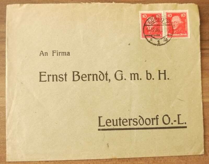 Brief an Firma Ernst Berndt GmbH Leutersdorf O L Sachsen DR 1926