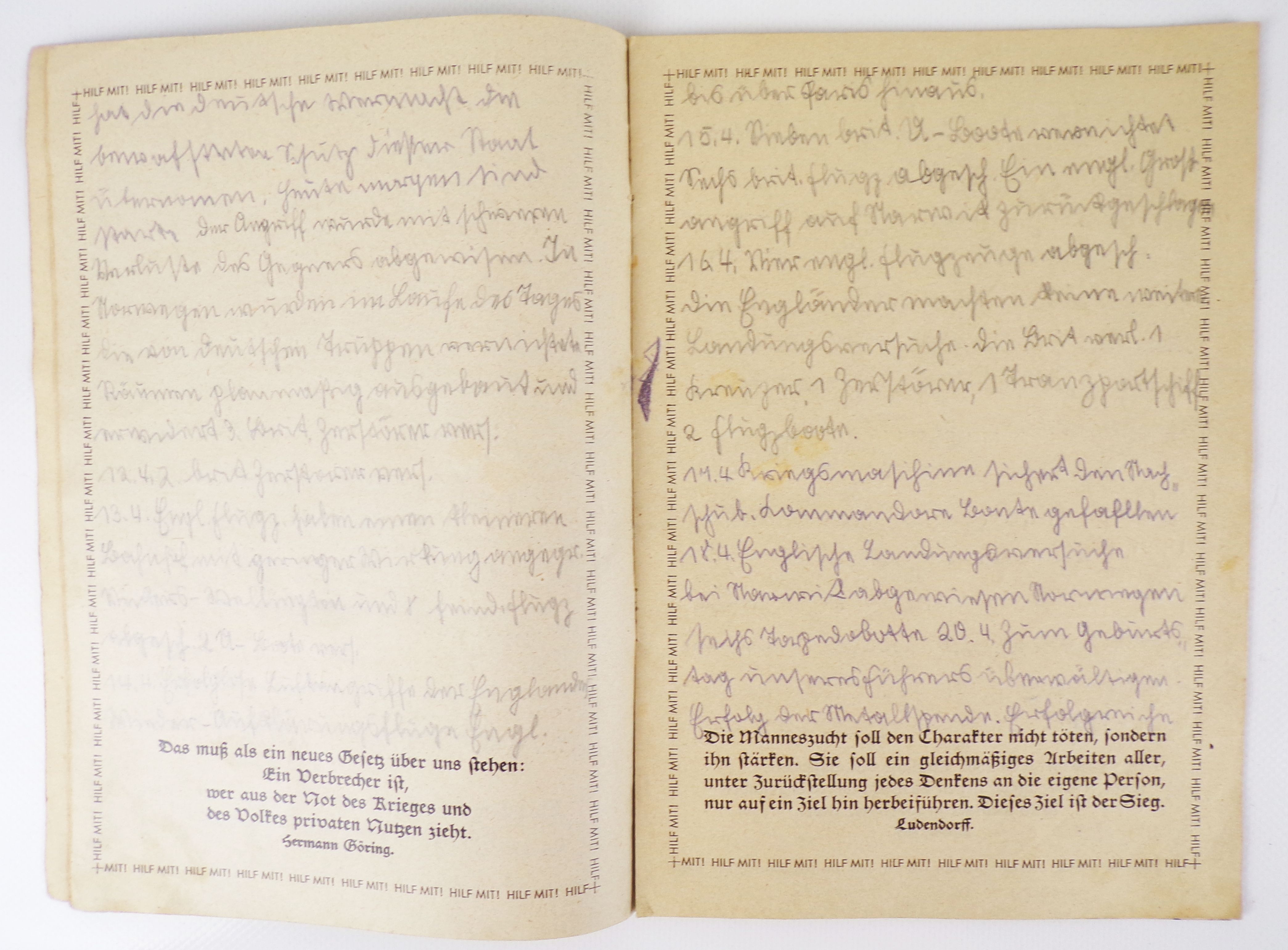 Kriegstagebuch 2 Weltkrieg handschriftliches Tagebuch Kriegstagebuch 2 Weltkrieg handschriftliches Tagebuch