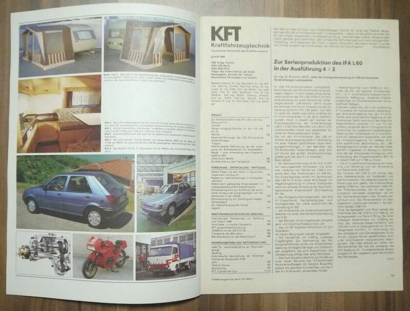 IFA Mobile DDR Zeitschrift KFT Juni 1989 IFAL60 VEB Verlag Kraftfahrzeugtechnik
