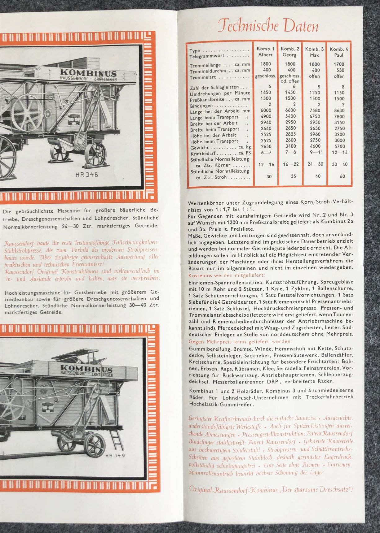 Hermann Raussendorf Singwitz Bautzen alter Prospekt Landmaschinen Kombinus