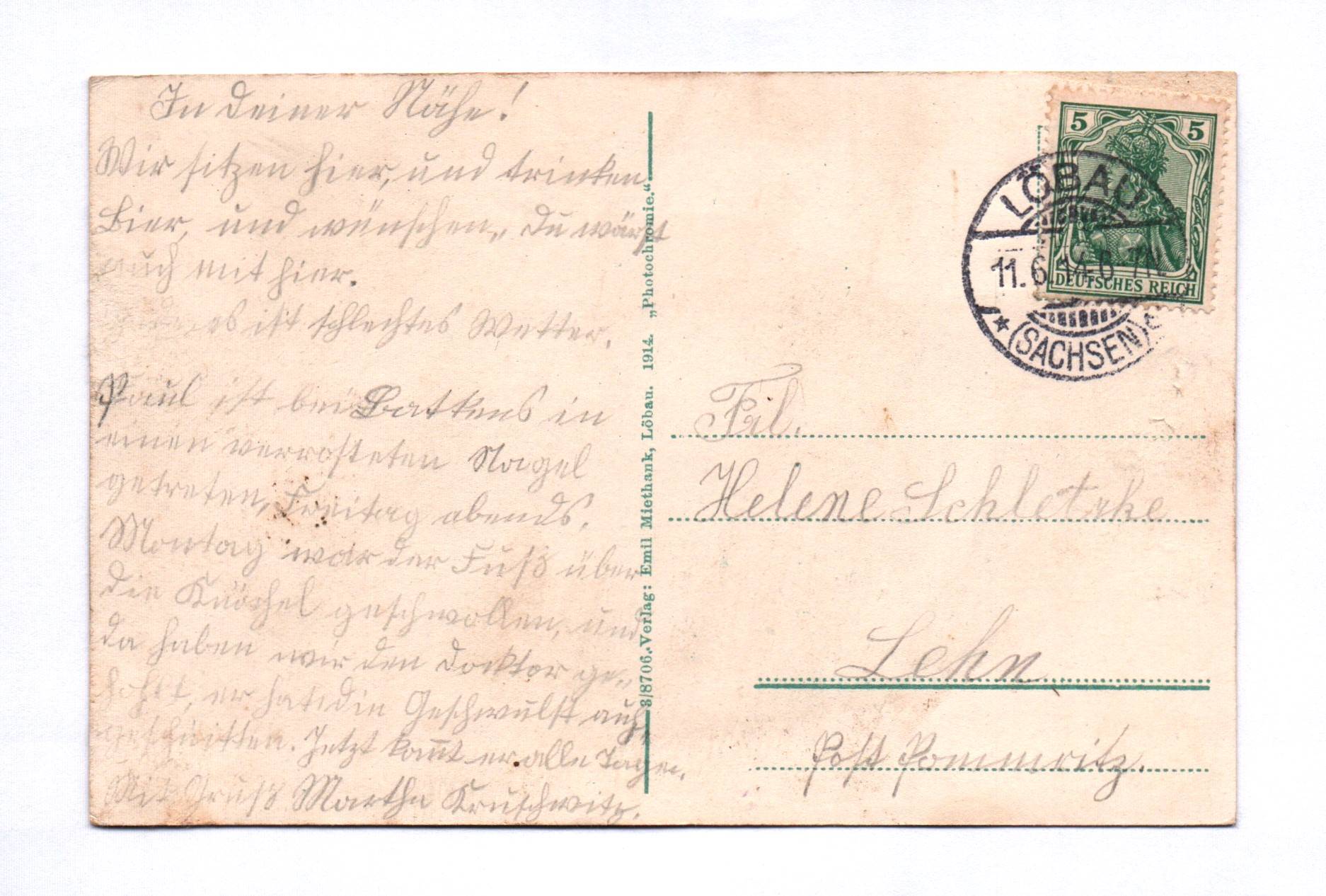 Litho Ak Löbau in Sachsen Bergrestaurant Honigbrunnen 1914 Litho Ak Löbau in Sachsen Bergrestaurant Honigbrunnen 1914