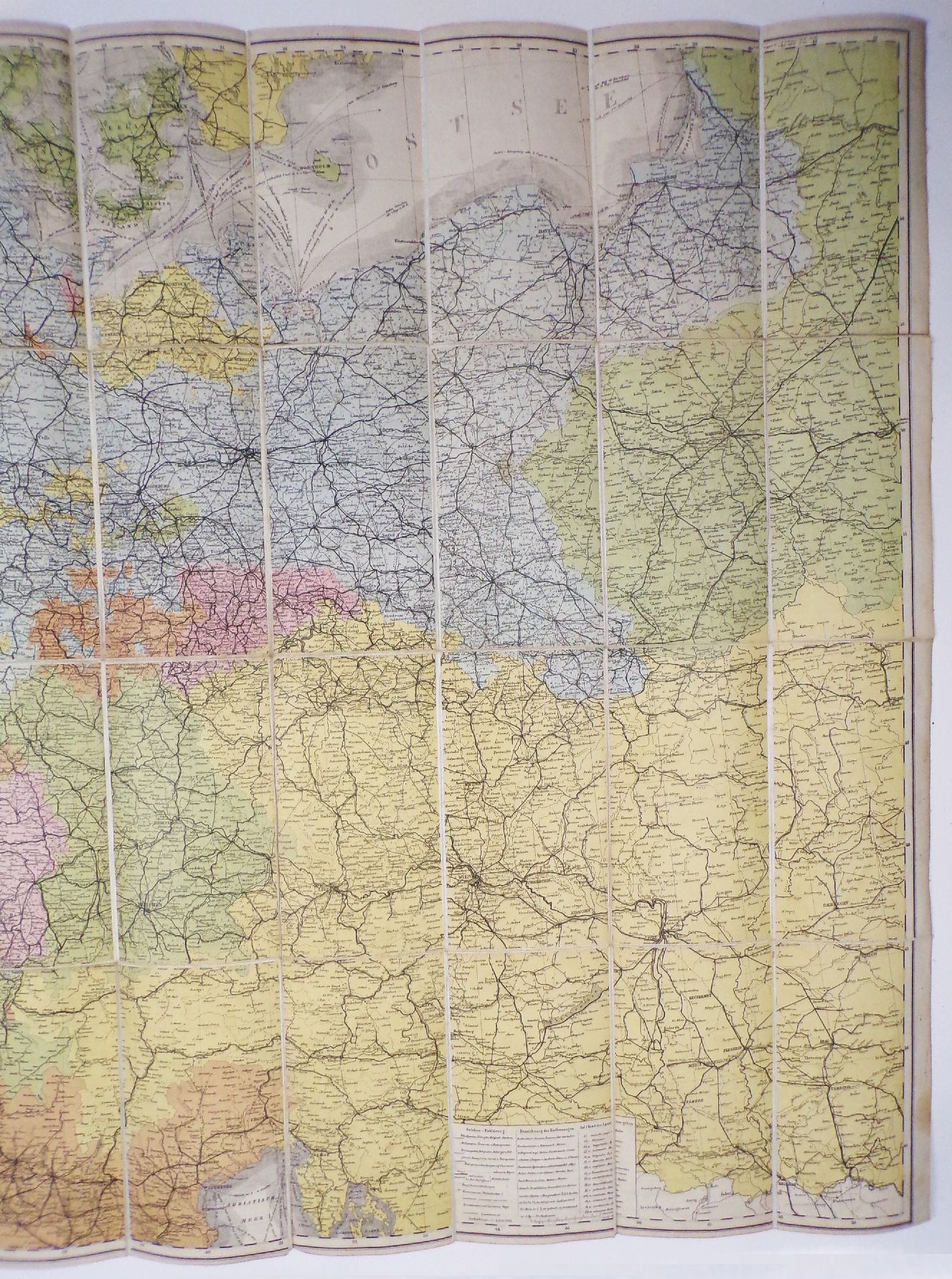 Post und Reise Karte von Deutschland und den Nachbarstaaten 1870 er Handtke Post und Reise Karte von Deutschland und den Nachbarstaaten 1870 er Handtke