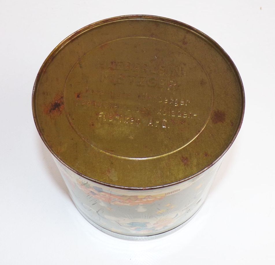 Alte Blechdose Haeberlein Metzger Lebkuchen Weihnachten Motiv 1960er 