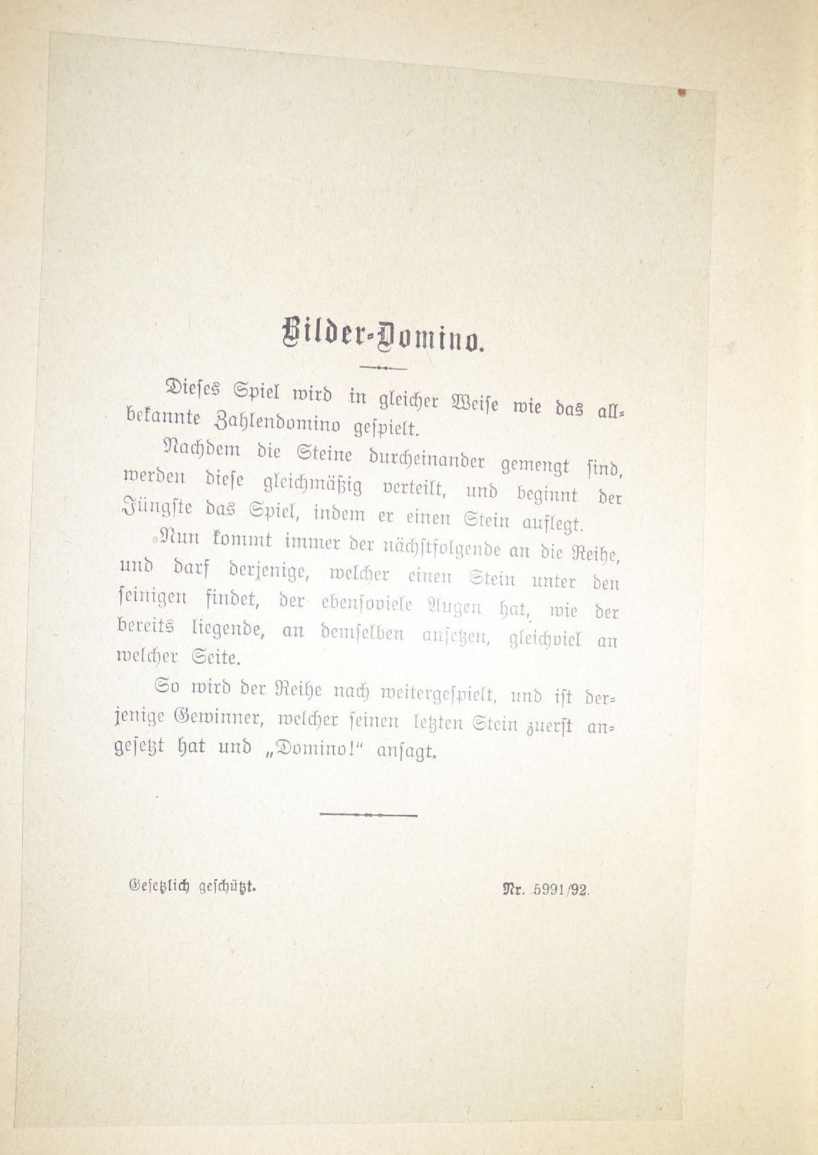 Altes Bilder Domino Spiel um 1920 