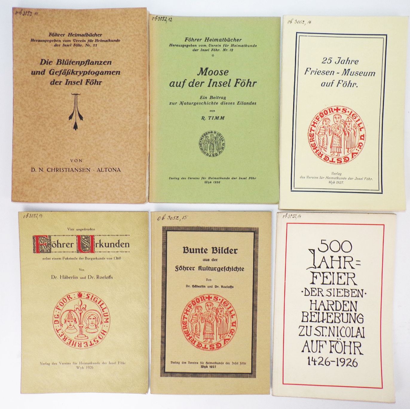 Insel Föhr Friesen Museum Jahrfeier Kulturgeschichte Urkunden Moose Biologie 1926