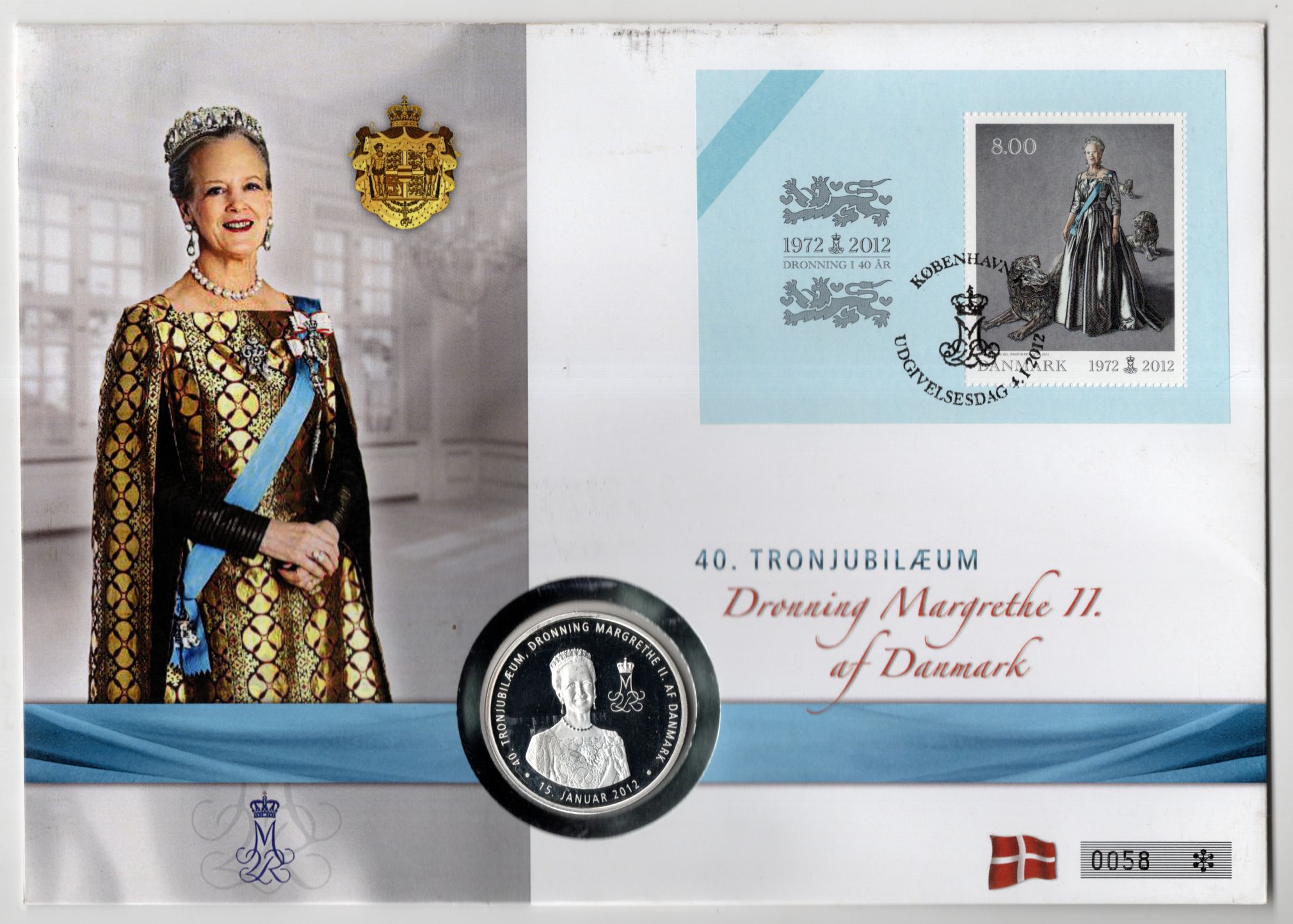 Numisbrief 40 Thronjubiläum Margrethe von Dänemark 2012
