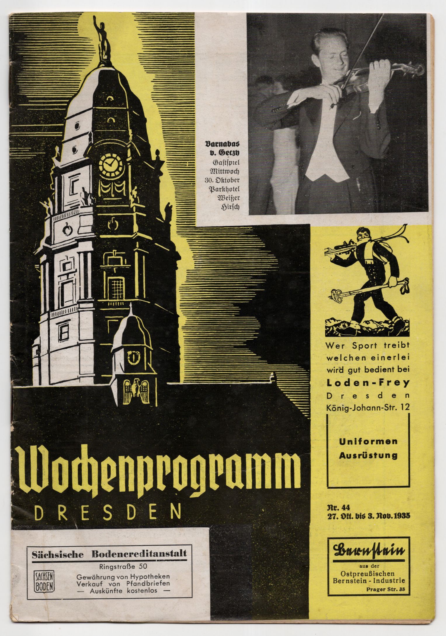 Wochenprogramm Dresden 1935 Nummer 44 Dresdner Verkehrsverein 